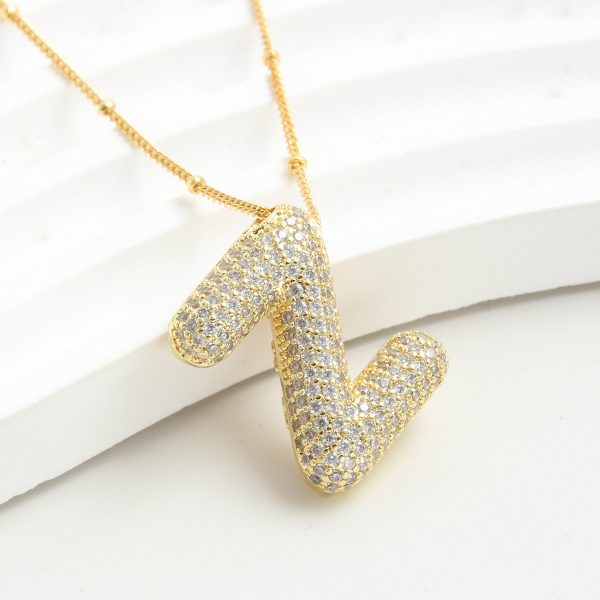 Balloon-Inspired 26-Letter Zircon Gold-Plated Necklace - Image 28
