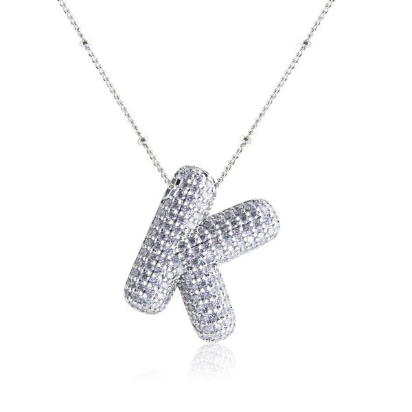Silver-Plated Hollow 26-Letter Zircon Necklace for Women - Image 16