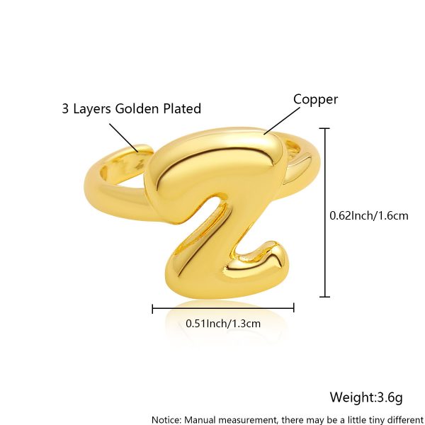 Personalized 26-Letter Gold-Plated Adjustable Open Ring - Image 31