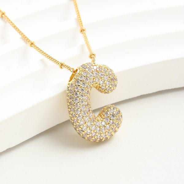 Balloon-Inspired 26-Letter Zircon Gold-Plated Necklace - Image 5