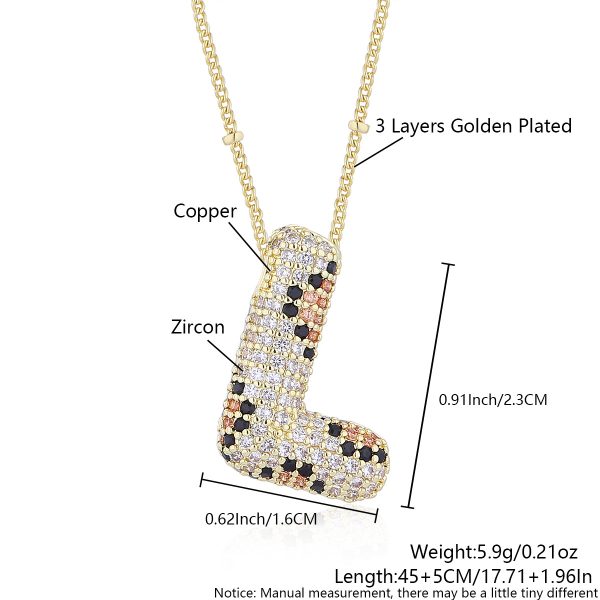 Leopard Print Zircon Letter Necklace with Gold-Plated Finish - Image 17
