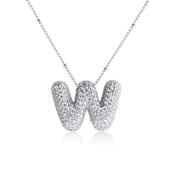Silver-Plated Hollow 26-Letter Zircon Necklace for Women - Image 28