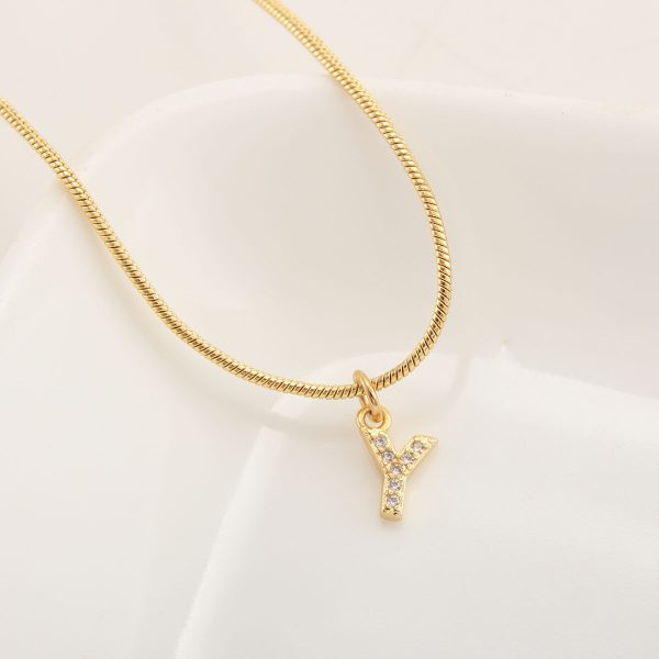 26-Letter Gold-Plated Zircon Pendant Necklace for Women - Image 30