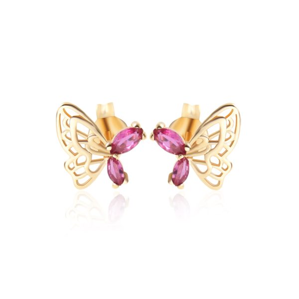 Butterfly Hollow Zircon 18K Gold-Plated Earrings for Women - Image 6