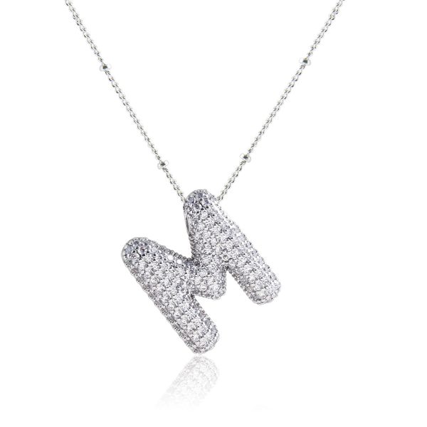 Silver-Plated Hollow 26-Letter Zircon Necklace for Women - Image 18