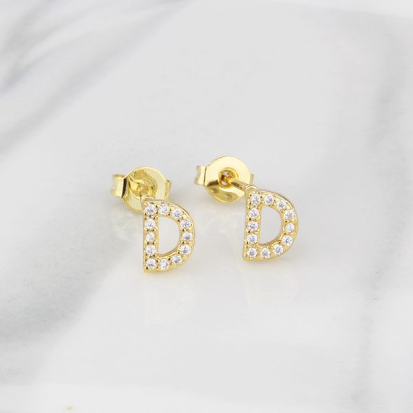Sparkling Diamond English Letter Earrings for Women - Image 9
