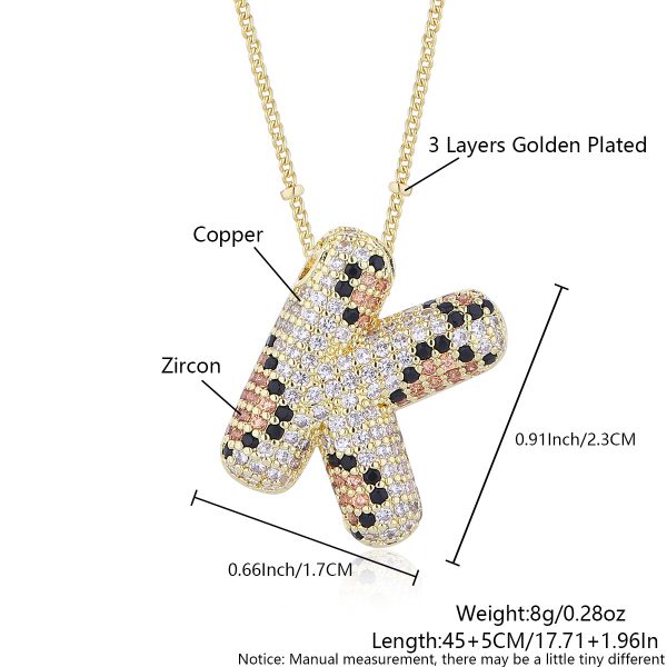 Leopard Print Zircon Letter Necklace with Gold-Plated Finish - Image 16