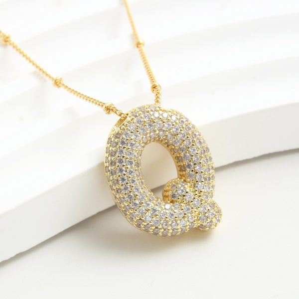 Balloon-Inspired 26-Letter Zircon Gold-Plated Necklace - Image 19