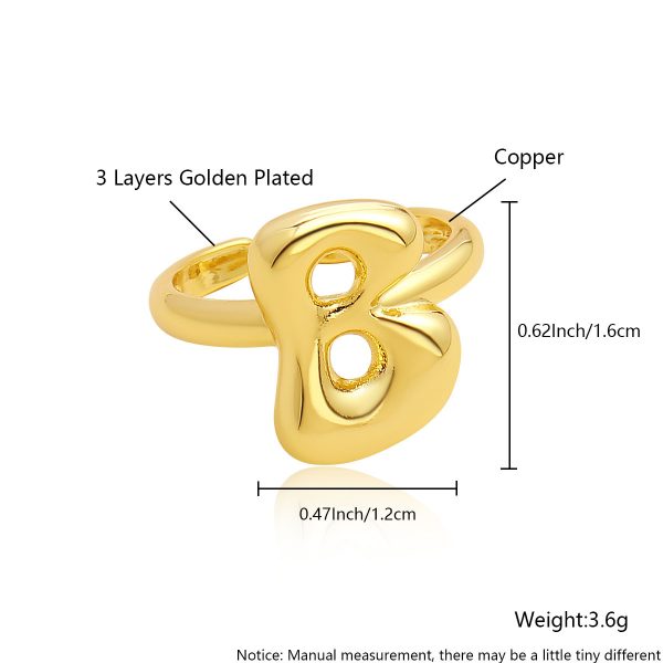 Personalized 26-Letter Gold-Plated Adjustable Open Ring - Image 7