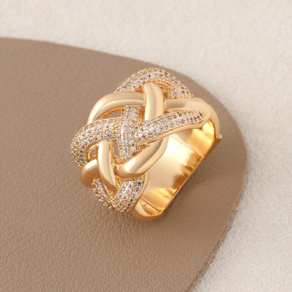 Glamorous Multi-Layer Twist Full Diamond Statement Ring - Image 4