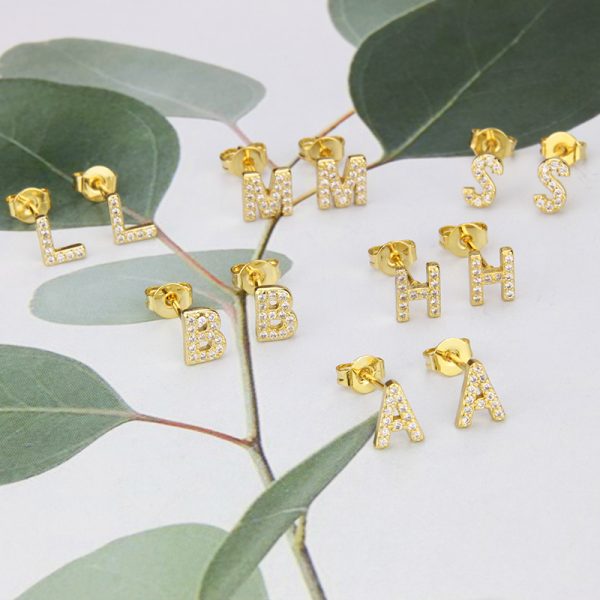 Sparkling Diamond English Letter Earrings for Women - Image 4