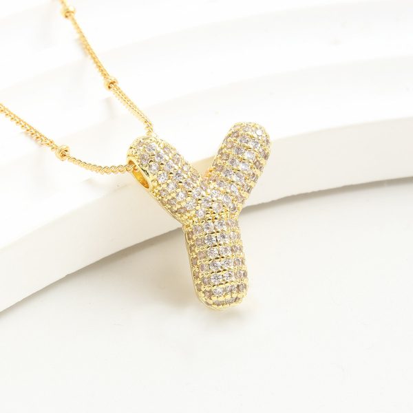 Balloon-Inspired 26-Letter Zircon Gold-Plated Necklace - Image 27