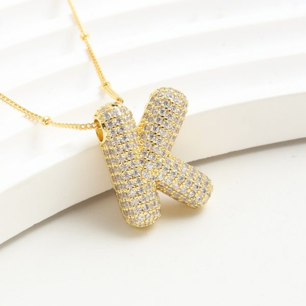 Balloon-Inspired 26-Letter Zircon Gold-Plated Necklace - Image 13