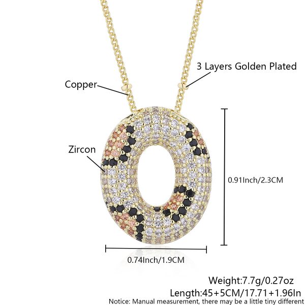 Leopard Print Zircon Letter Necklace with Gold-Plated Finish - Image 20