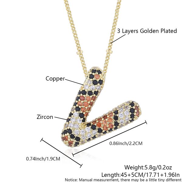 Leopard Print Zircon Letter Necklace with Gold-Plated Finish - Image 27