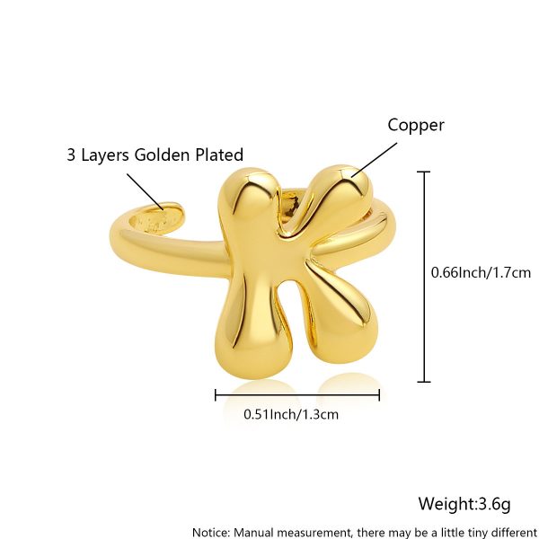 Personalized 26-Letter Gold-Plated Adjustable Open Ring - Image 16
