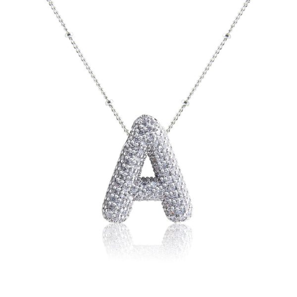 Silver-Plated Hollow 26-Letter Zircon Necklace for Women - Image 6