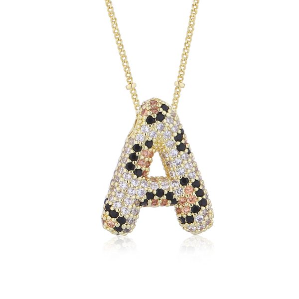 Leopard Print Zircon Letter Necklace with Gold-Plated Finish - Image 5
