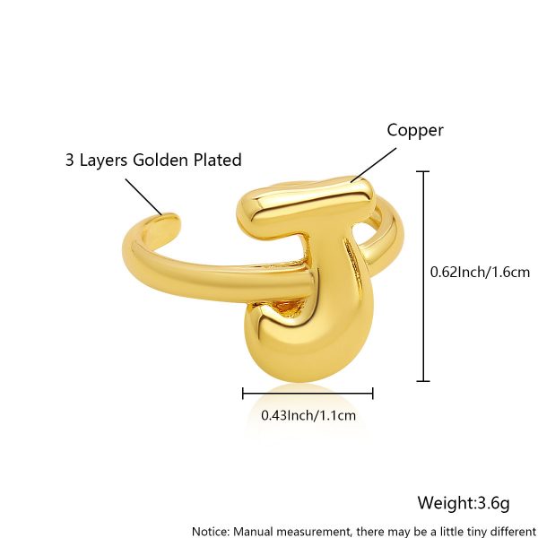 Personalized 26-Letter Gold-Plated Adjustable Open Ring - Image 15