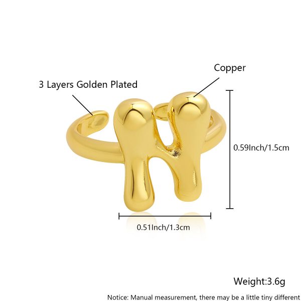 Personalized 26-Letter Gold-Plated Adjustable Open Ring - Image 19