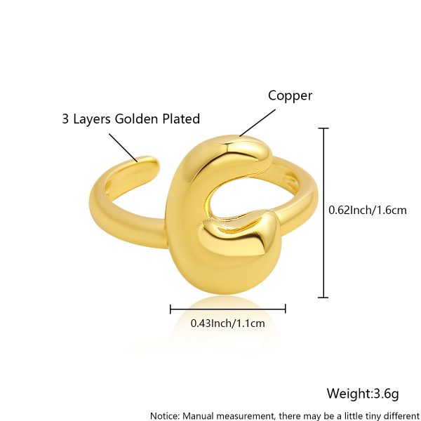 Personalized 26-Letter Gold-Plated Adjustable Open Ring - Image 8