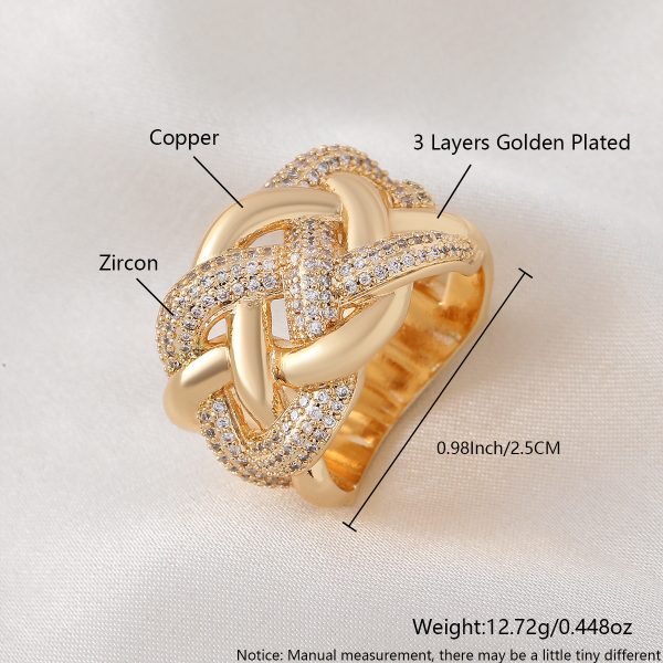 Glamorous Multi-Layer Twist Full Diamond Statement Ring - Image 6