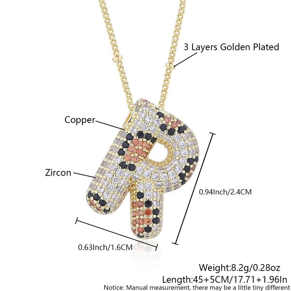 Leopard Print Zircon Letter Necklace with Gold-Plated Finish - Image 23