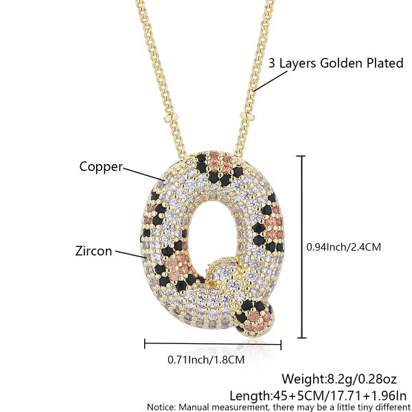 Leopard Print Zircon Letter Necklace with Gold-Plated Finish - Image 22
