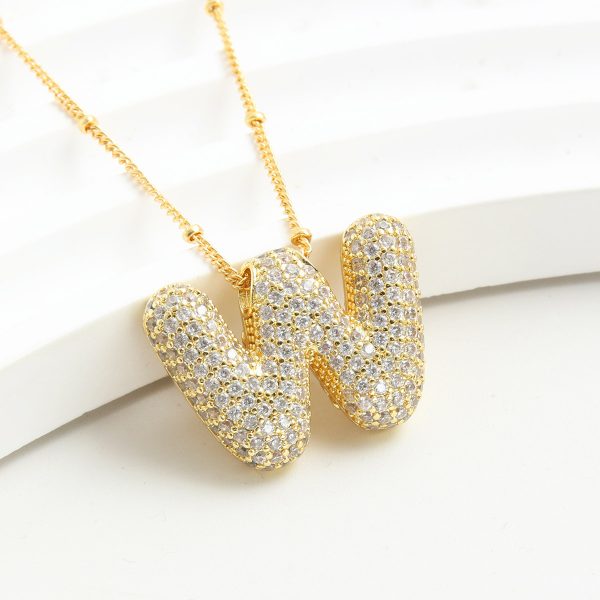 Balloon-Inspired 26-Letter Zircon Gold-Plated Necklace - Image 25