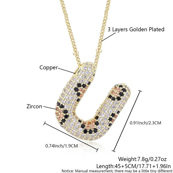 Leopard Print Zircon Letter Necklace with Gold-Plated Finish - Image 26