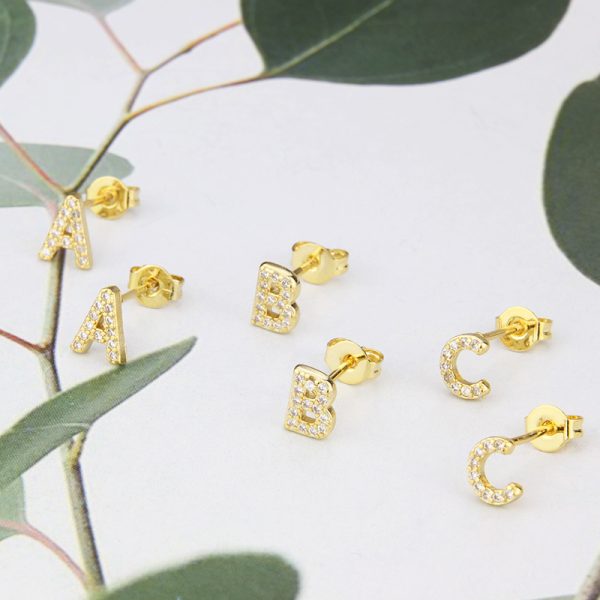 Sparkling Diamond English Letter Earrings for Women - Image 3