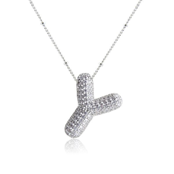 Silver-Plated Hollow 26-Letter Zircon Necklace for Women - Image 30