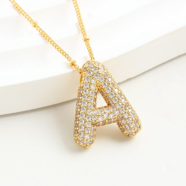 Balloon-Inspired 26-Letter Zircon Gold-Plated Necklace - Image 3