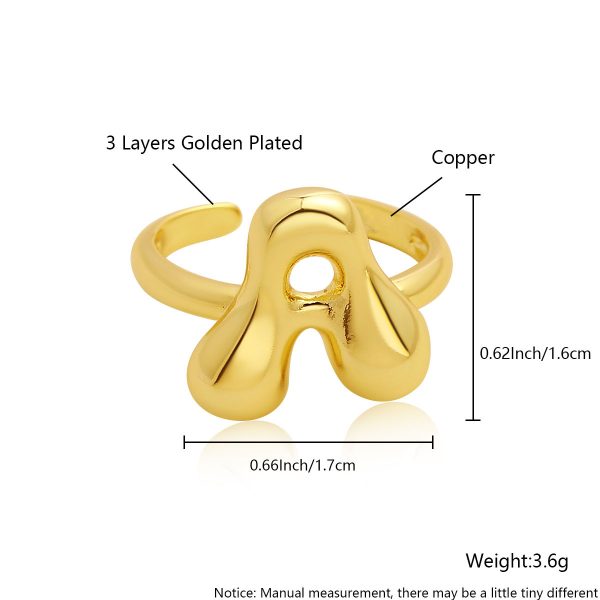 Personalized 26-Letter Gold-Plated Adjustable Open Ring - Image 6