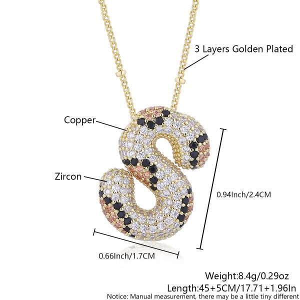 Leopard Print Zircon Letter Necklace with Gold-Plated Finish - Image 24
